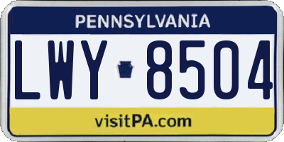 PA license plate LWY8504