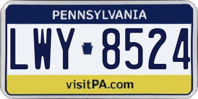 PA license plate LWY8524