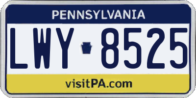 PA license plate LWY8525