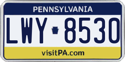 PA license plate LWY8530