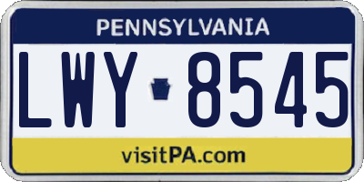 PA license plate LWY8545