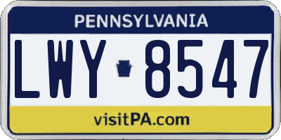 PA license plate LWY8547