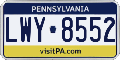 PA license plate LWY8552
