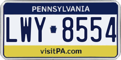 PA license plate LWY8554
