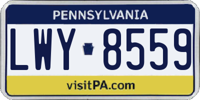PA license plate LWY8559