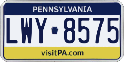 PA license plate LWY8575