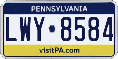 PA license plate LWY8584