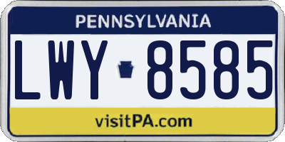 PA license plate LWY8585