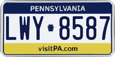 PA license plate LWY8587