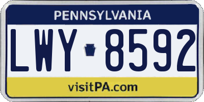 PA license plate LWY8592