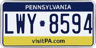 PA license plate LWY8594
