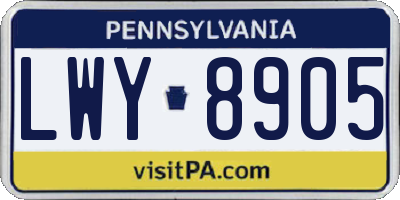 PA license plate LWY8905
