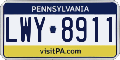 PA license plate LWY8911
