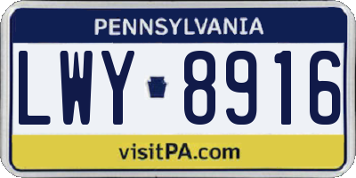 PA license plate LWY8916