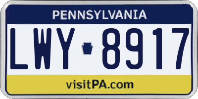PA license plate LWY8917