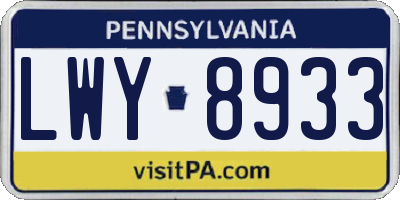PA license plate LWY8933