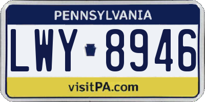 PA license plate LWY8946
