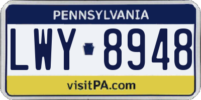 PA license plate LWY8948