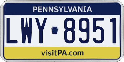 PA license plate LWY8951