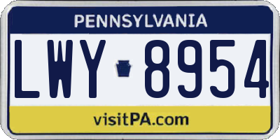 PA license plate LWY8954