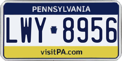 PA license plate LWY8956
