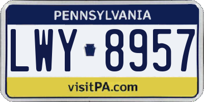 PA license plate LWY8957
