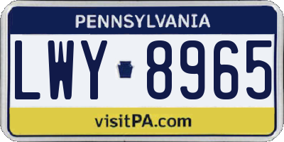 PA license plate LWY8965
