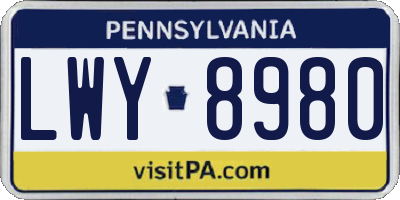 PA license plate LWY8980