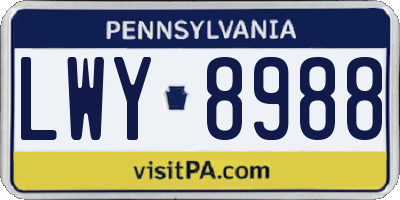 PA license plate LWY8988
