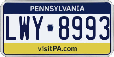 PA license plate LWY8993