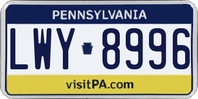 PA license plate LWY8996