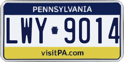 PA license plate LWY9014