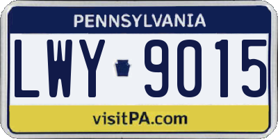 PA license plate LWY9015