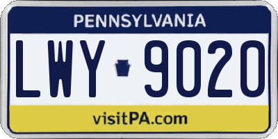 PA license plate LWY9020