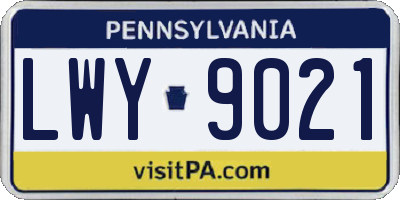 PA license plate LWY9021