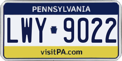 PA license plate LWY9022