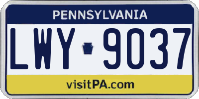PA license plate LWY9037