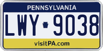 PA license plate LWY9038