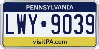PA license plate LWY9039
