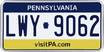 PA license plate LWY9062