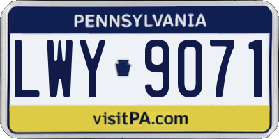 PA license plate LWY9071