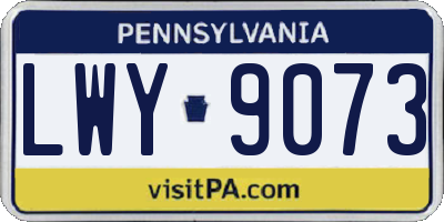 PA license plate LWY9073
