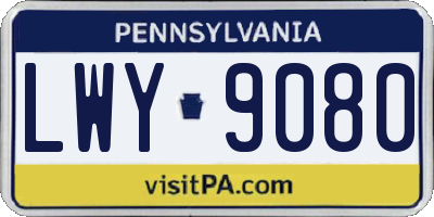 PA license plate LWY9080