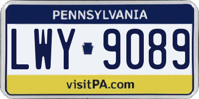 PA license plate LWY9089