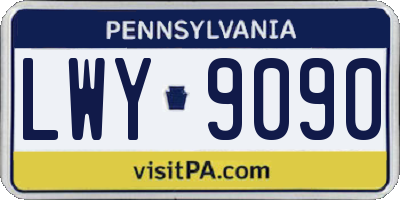 PA license plate LWY9090