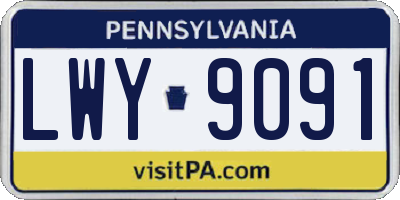 PA license plate LWY9091