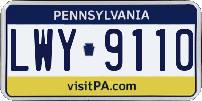 PA license plate LWY9110