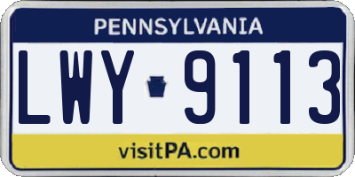 PA license plate LWY9113