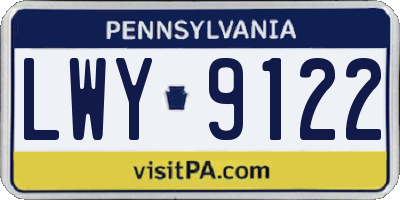 PA license plate LWY9122