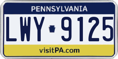 PA license plate LWY9125